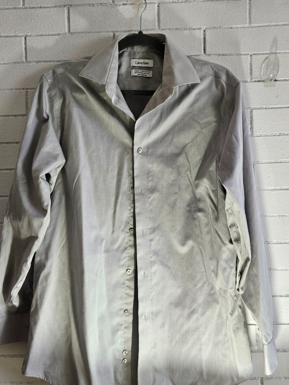 Calvin Klein Men's silver/grey dress shirt. Excellent condition .